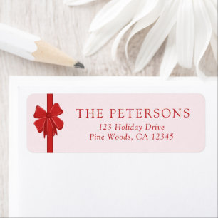 Modern Ribbon Bow Wrapped Christmas Return Address