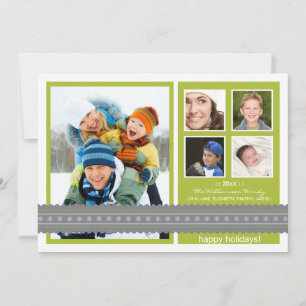 Modern Ribbon Custom Family Holiday Card (lime)