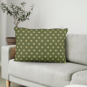 Modern Rich Christmas Green & Gold Floral Pattern Decorative Cushion