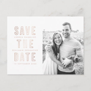 Modern Rings Rose Gold Save the Date Postcard