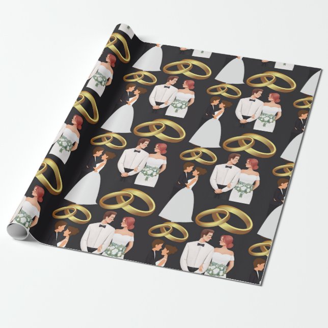 MODERN  RINGS Wedding Day  Wrapping Paper (Unrolled)