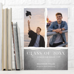 Modern Ripped Paper Graduation Photo Announcement