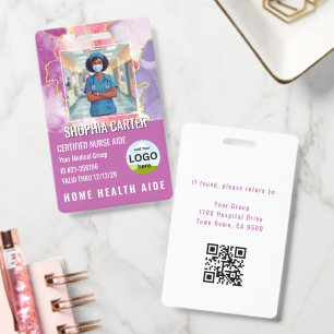 Modern RN Custom Photo ID Name Megenta Badge