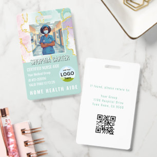 Modern RN Custom Photo ID Name Teal Badge