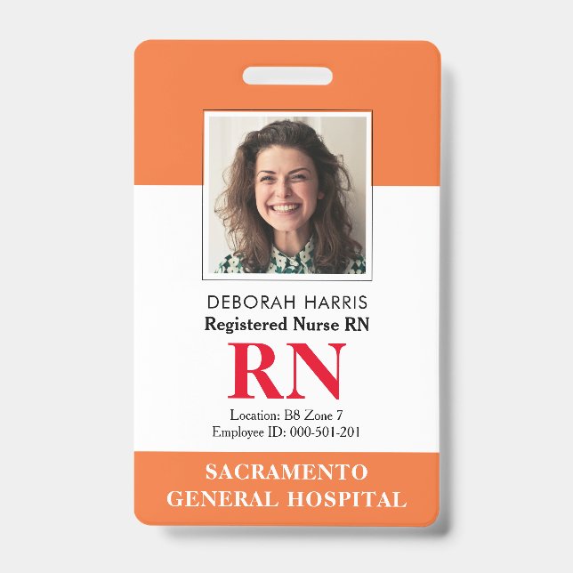 Modern RN Nurse ID Badge (Front)