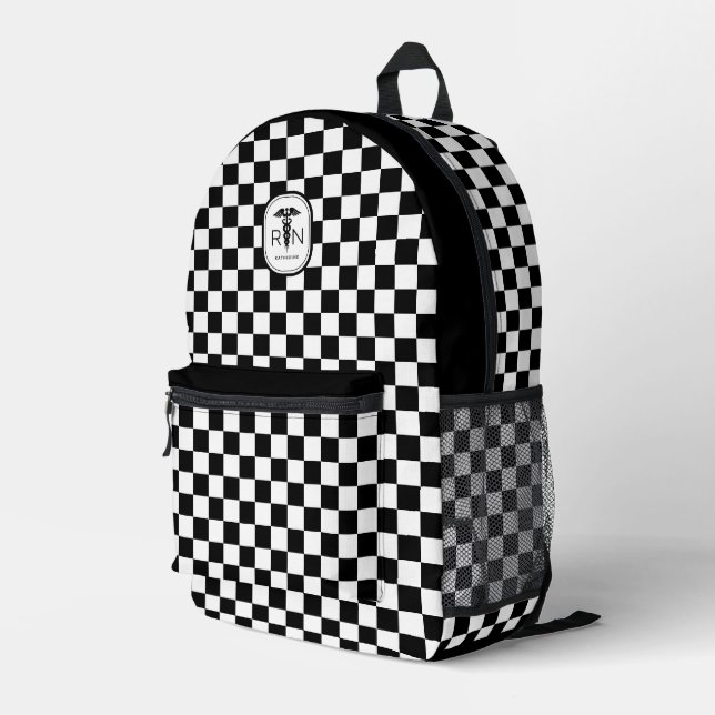 Modern RN Registered Nurse Graduation Personalised Printed Backpack (Back Corner Right)