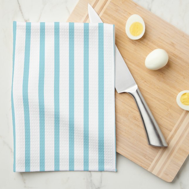 Modern Robin Egg Blue Stripe Kitchen Towel (Quarter Fold)