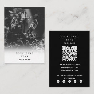 Modern Rock Band Musician Black White Photography  Business Card
