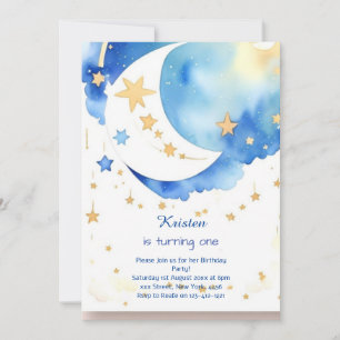 Modern Rocket Space Birthday  Invitation