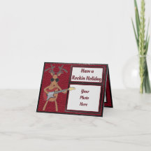 Modern Rockin Rudolph Holiday Card Half Fold Card
