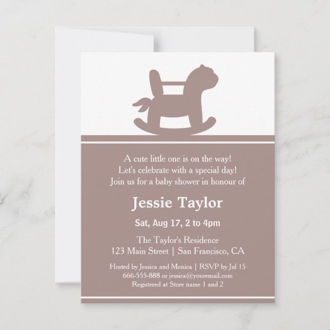 Modern Rocking Horse Baby Shower Invitations (Front)