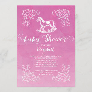 Modern Rocking Horse Girls Baby Shower Invitation