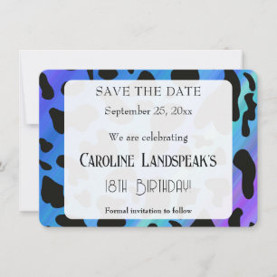 Modern Rodeo Birthday Electric Blue Cow Print 
