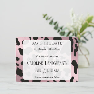 Modern Rodeo Birthday Rose Gold Cow Print 