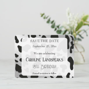 Modern Rodeo Birthday Silver Cow Print 