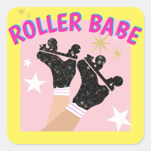 Modern Roller Babe Skater Derby Skating Gift    Square Sticker