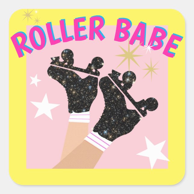 Modern Roller Babe Skater Derby Skating Gift    Square Sticker (Front)