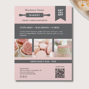 Modern Rolling Pin Pink Gray Bakery Business Flyer
