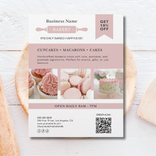 Modern Rolling Pin White Pink Bakery Business Flyer