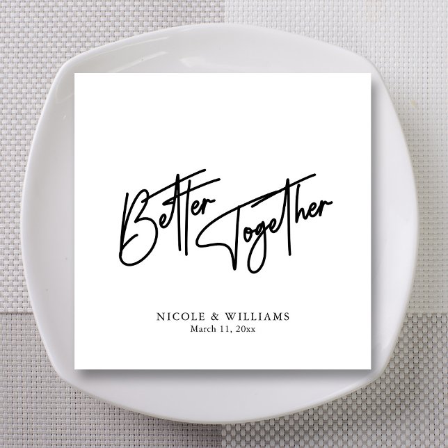 Modern Romance: Black Script Wedding Napkins (Modern Romance: Black Script Wedding Napkins)