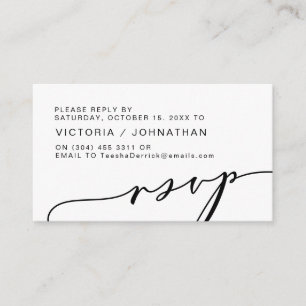 Modern Romance, Black Script, Wedding RSVP Enclosure Card