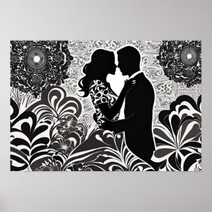 Modern Romance: Black & White Kiss Poster