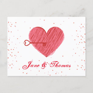 Modern Romance Cute Love Red Heart Valentines Day Holiday Postcard