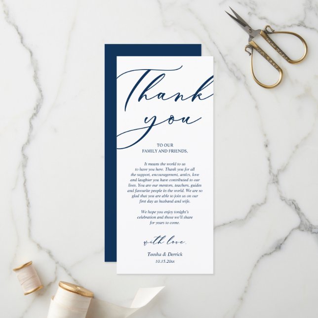 Modern Romance Dinner Place Setting Thank You Card (Front/Back In Situ)