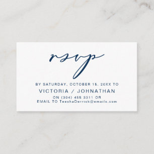 Modern Romance, Navy Blue, Wedding RSVP Enclosure Card