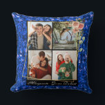 Modern Romantic 4 Photos blue Glitter Valentine's Cushion<br><div class="desc">Girly Pink Personalised Photo and Name Fleece Blanket</div>