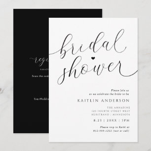 Modern Romantic Black and White Bridal Shower Invitation