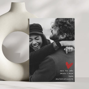 Modern Romantic Black and White Wedding Heart Save The Date