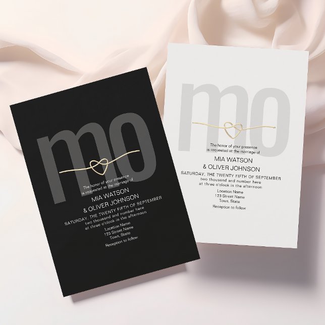 Modern Romantic Black and White Wedding Invitation (Creator Uploaded)