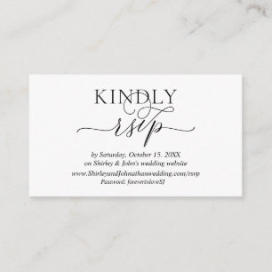 Modern Romantic, Black Script, Online RSVP website Enclosure Card