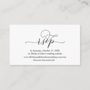 Modern Romantic, Black Script, Online website RSVP Enclosure Card