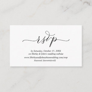 Modern Romantic, Black Script, Online website RSVP Enclosure Card
