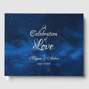Modern Romantic Blue Universe Guest Book