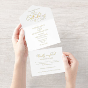 Modern Romantic Calligraphy Wedding All In One Invitation