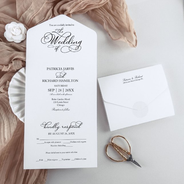 Modern Romantic Calligraphy Wedding All In One Invitation (Creator Uploaded)