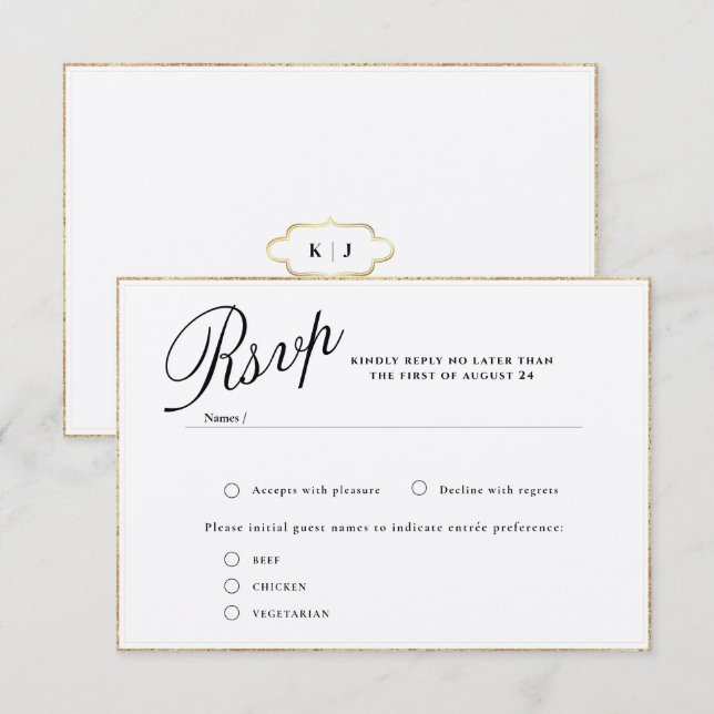  MODERN & ROMANTIC CALLIGRAPHY WEDDING RSVP CARD (Front/Back)