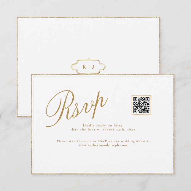  MODERN & ROMANTIC CALLIGRAPHY WEDDING RSVP CARD (Front/Back)