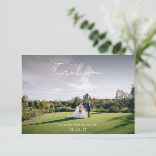 Modern Romantic Couple Photo   Wedding Thank You Card