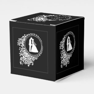 Modern Romantic Couple Silhouette Dark Favour Box