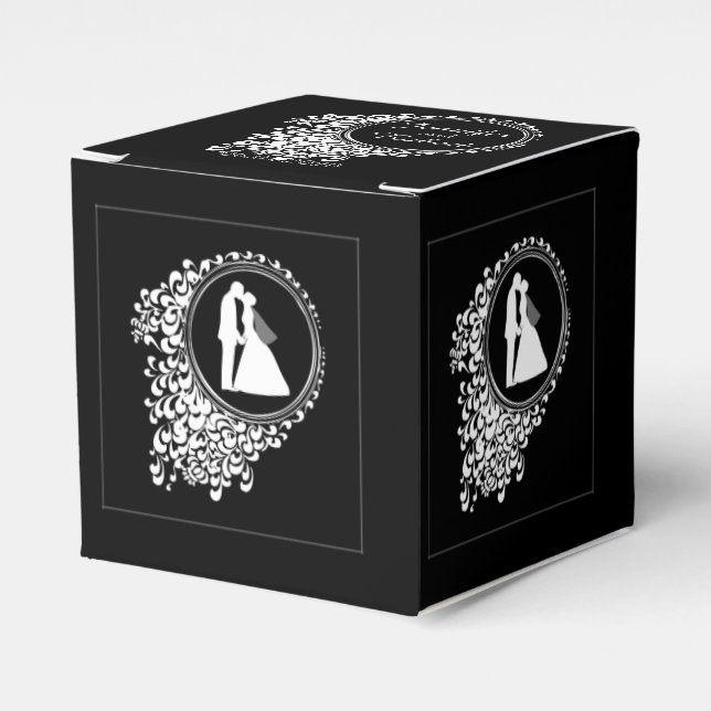 Modern Romantic Couple Silhouette Dark Favour Box (Front Side)