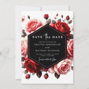 Modern Romantic Crimson Red Wedding Save The Date