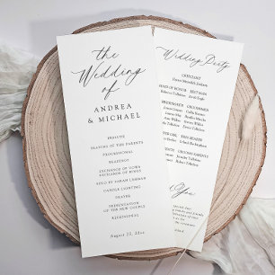 Modern Romantic Delicate Elegant Wedding Programme