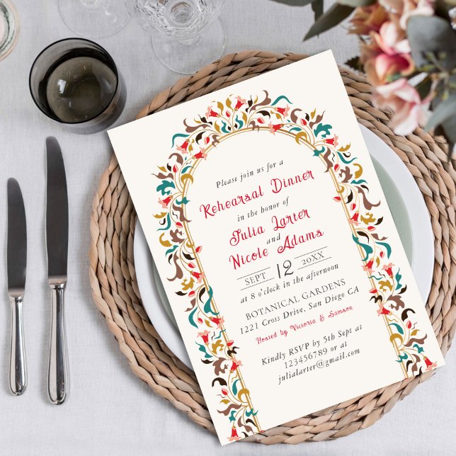 Modern Romantic Elegant Floral Rehearsal Dinner Invitation (Creator Uploaded)