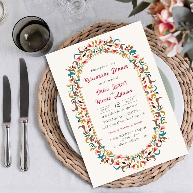 Modern Romantic Elegant Floral Rehearsal Dinner Invitation (Creator Uploaded)