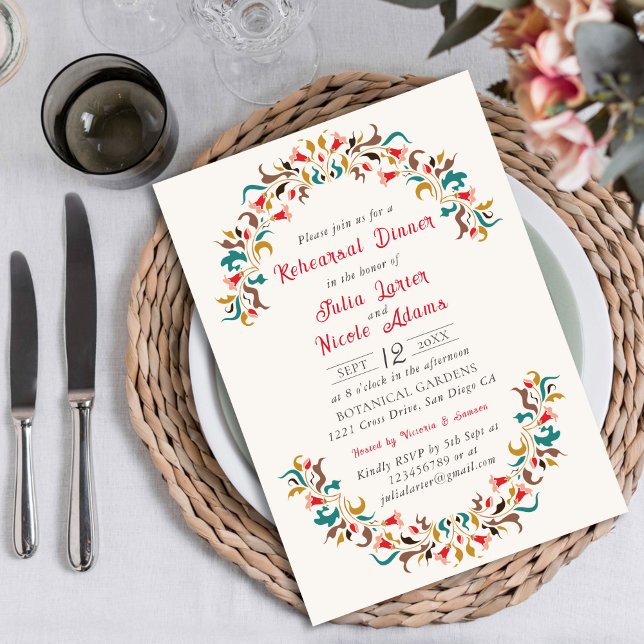 Modern Romantic Elegant Floral Rehearsal Dinner Invitation (Creator Uploaded)