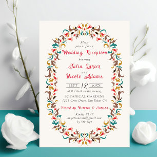 Modern Romantic Elegant Floral Wedding Reception Invitation